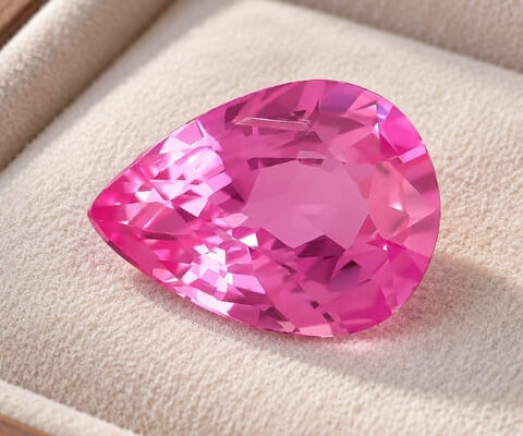 Natural pear cut pink sapphire gemstone top view