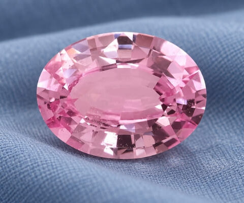 Natural oval pink sapphire gemstone top view