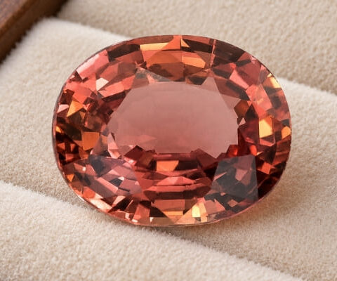 Natural oval pink sapphire gemstone top view