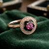 Pink Sapphire Black Enamel Diamond Ring