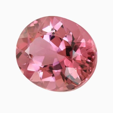 Natural vivid pink oval tourmaline gemstone
