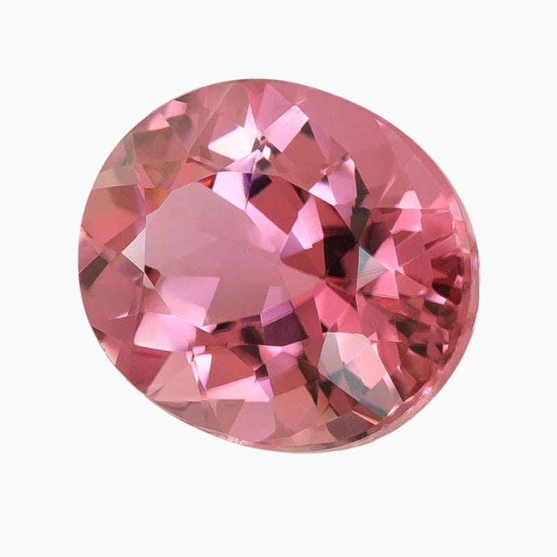 Natural vivid pink oval tourmaline gemstone