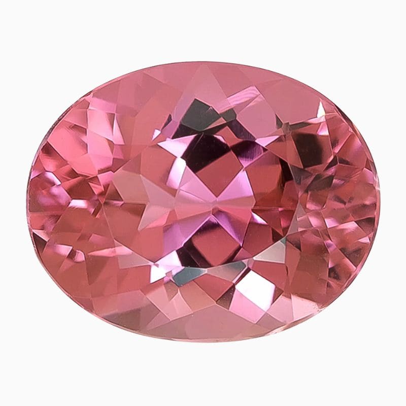 Natural vivid pink oval tourmaline gemstone