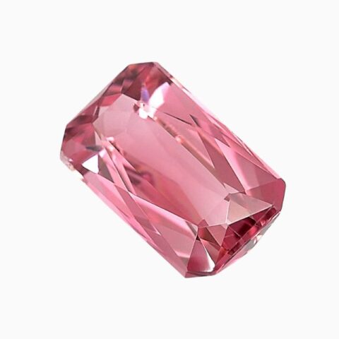 Natural reddish-pink rectangular tourmaline gemstone