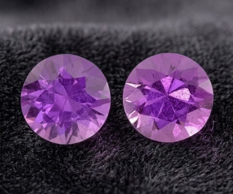 Natural Purple Sapphire Matching Pair Round Cut Gemstones