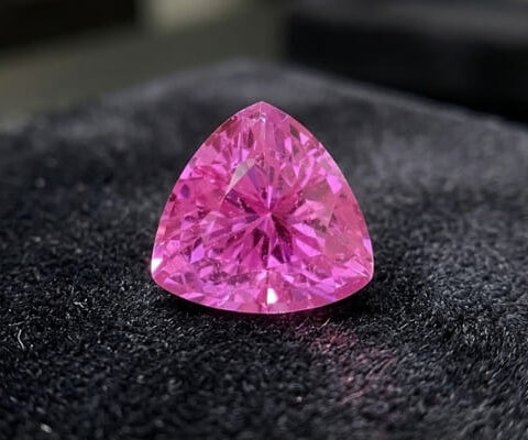 Natural Purplish Pink Sapphire Trillion Cut Gemstone