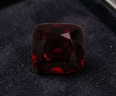Natural Deep Red Zircon Cushion Cut Gemstone