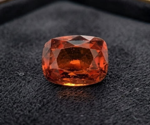 Natural Reddish Orange Zircon Cushion Cut Gemstone