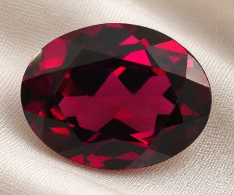 Natural Deep Red Rhodolite Garnet Oval Cut Gemstone