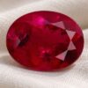 Natural Rubellite Tourmaline gemstone with vivid raspberry-red color and oval cut, front view.