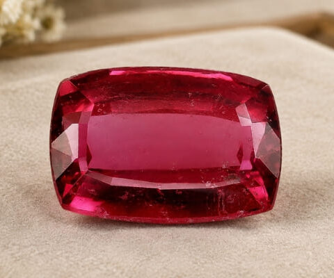 Natural Red Rubellite Tourmaline Gemstone Front View
