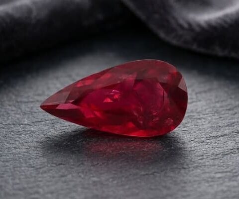 Natural Red Rubellite Tourmaline Gemstone Angled View