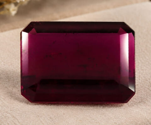Natural Deep Red Rubellite Tourmaline Emerald Cut Front View