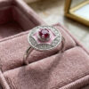Ruby Pink Enamel Diamond Ring
