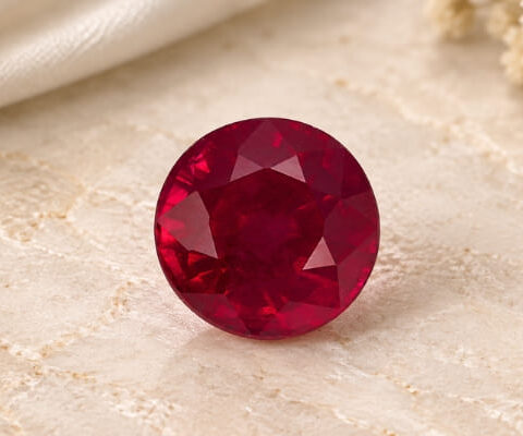 Natural Red Ruby Round Cut Gemstone Front View
