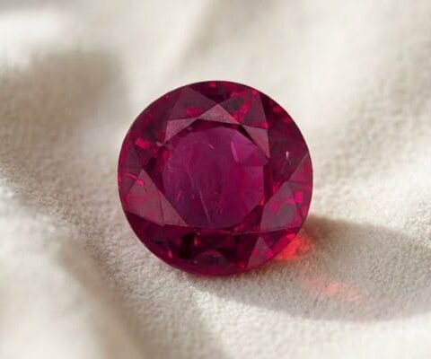 Natural Red Ruby Round Cut Gemstone Front View