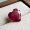 Natural Red Ruby Heart Cut Gemstone Angled Front View