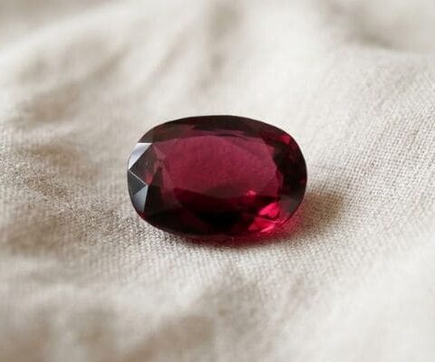 Natural Deep Red Ruby Oval Cut Gemstone Front View