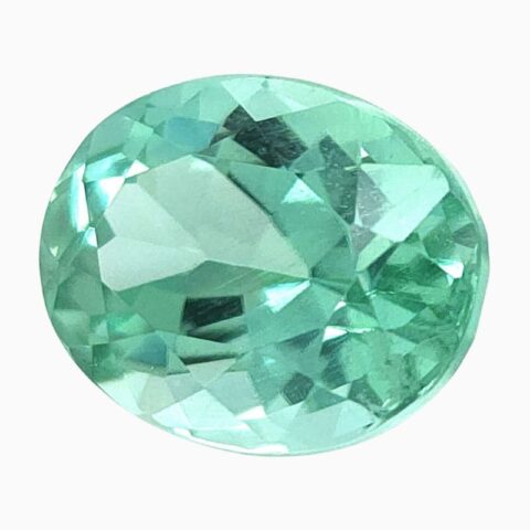 Natural sea-foam green oval tourmaline gemstone