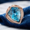 Pear Swiss Blue Topaz Diamond Ring
