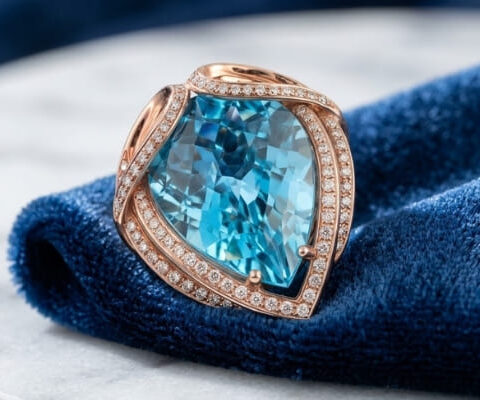 Pear Swiss Blue Topaz Diamond Ring