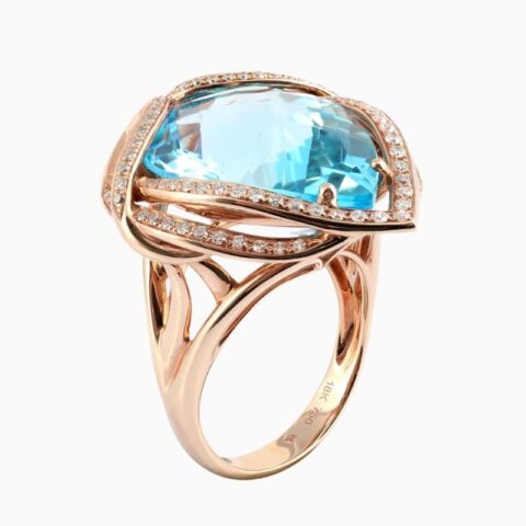 Pear swiss blue topaz ring