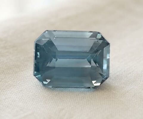 Natural Teal Blue Green Sapphire Emerald Cut Front View