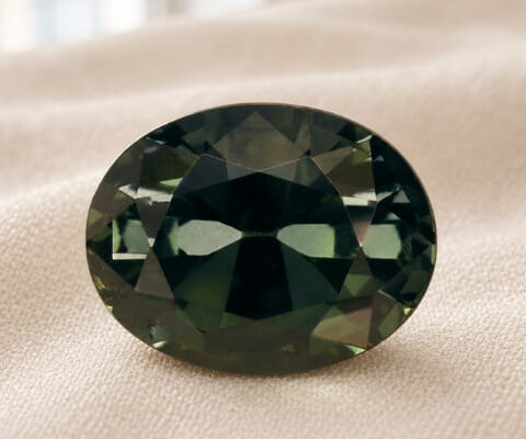 Natural Dark Teal Blue Green Sapphire Oval Cut Front View