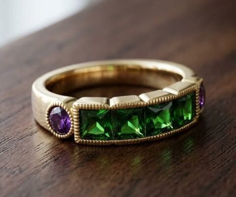 Tsavorite Garnet Amethyst Ring