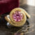 Round Unheated Pink Sapphire Yellow Diamond Ring
