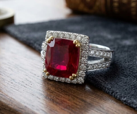 Unheated Tanzanian Ruby Diamond Ring