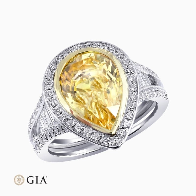 Pear yellow sapphire ring