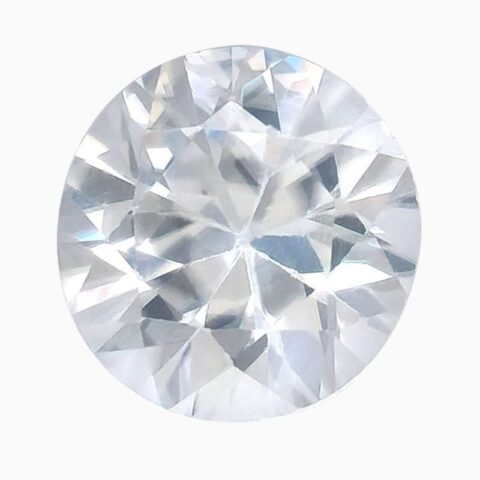 Natural near-colorless round zircon gemstone
