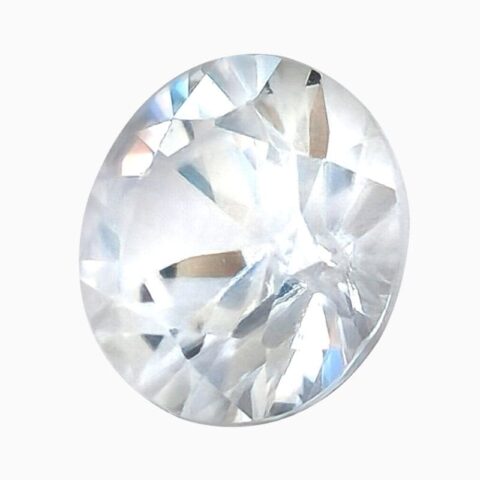 Natural near-colorless round zircon gemstone