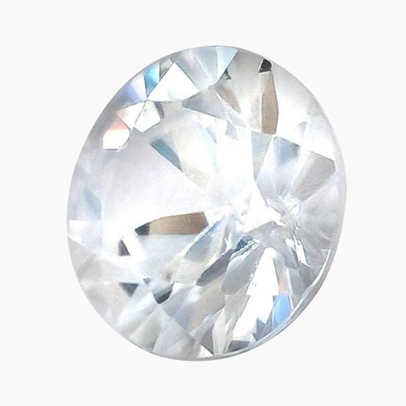 Natural near-colorless round zircon gemstone