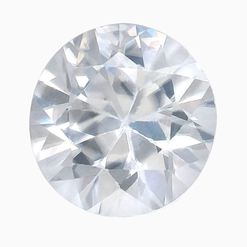 Natural near-colorless round zircon gemstone