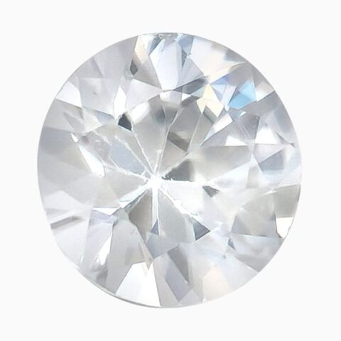 Natural near-colorless round zircon gemstone