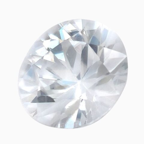 Natural near-colorless round zircon gemstone