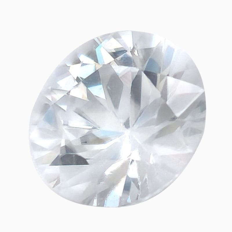 Natural near-colorless round zircon gemstone