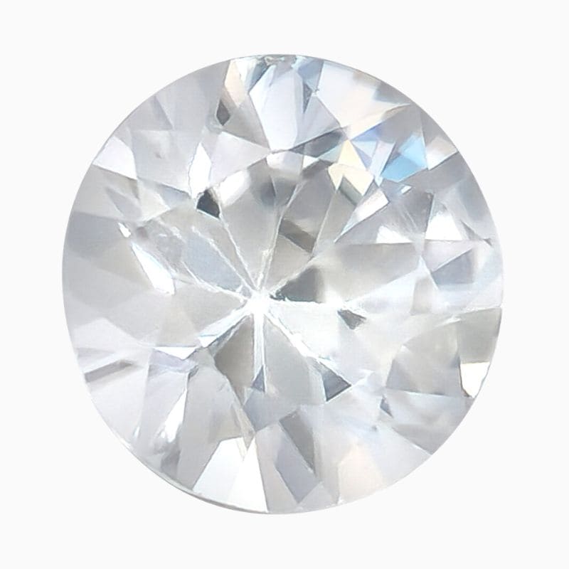 Natural near-colorless round zircon gemstone