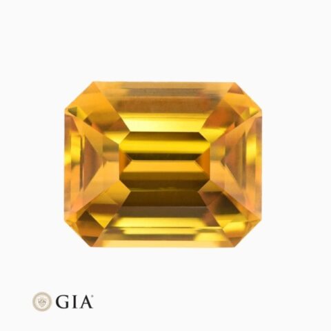 Natural yellow octagonal zircon gemstone