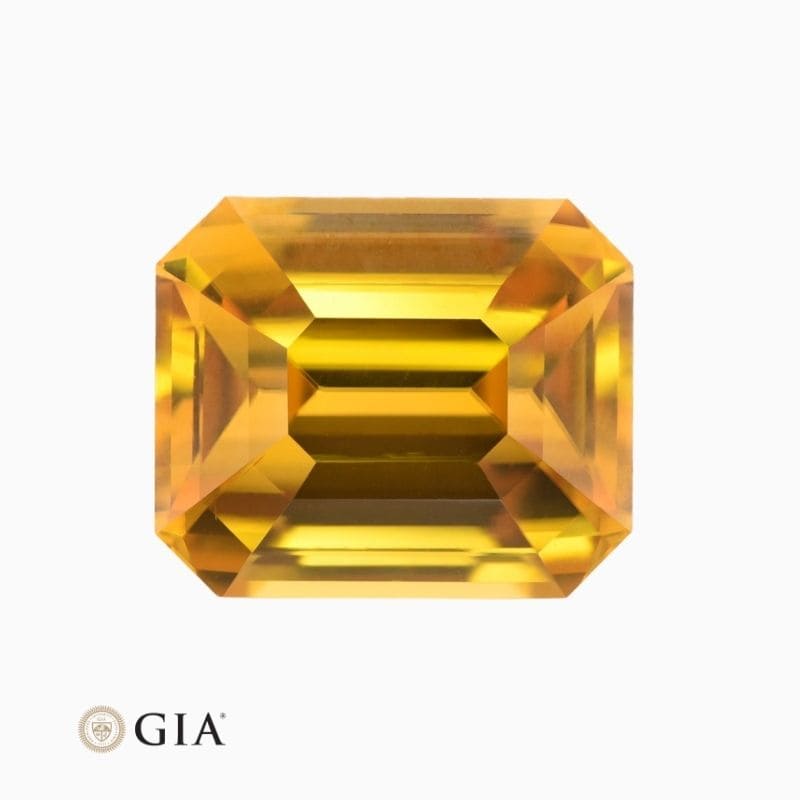 Natural yellow octagonal zircon gemstone