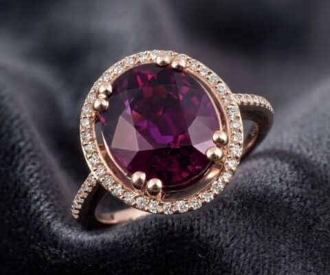 Purple Garnet Halo Ring