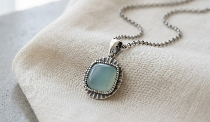 Ocean Glow Paraiba Agate Silver Pendant