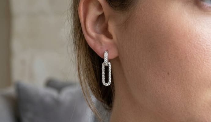 Paperclip Link Lab Grown Diamond Earrings