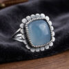 "Paraiba" color Agate 6.54 carats set in Silver Ring