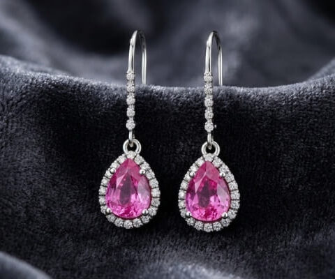 Pear-Cut Pink Sapphire Earrings