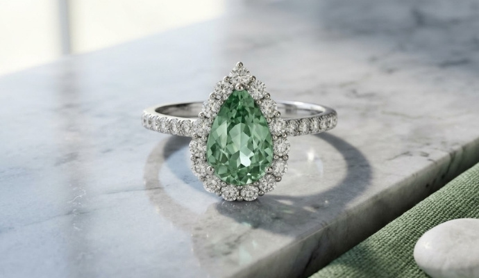 Pear Mozambique Paraiba Engagement Ring