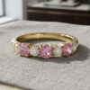 Pink Sapphire and Diamond Half Eternity Rin