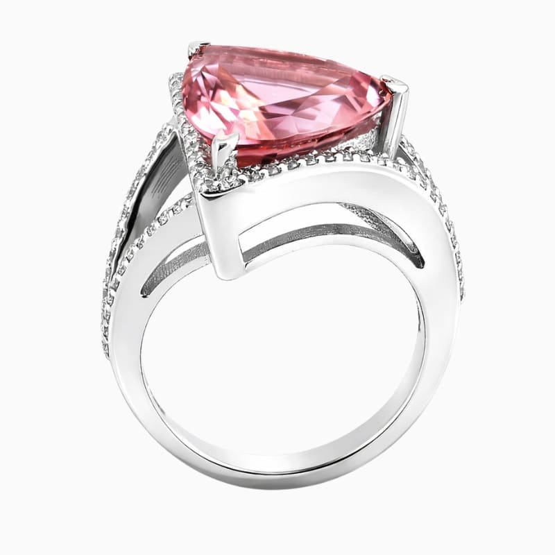 Triangular pink tourmaline ring